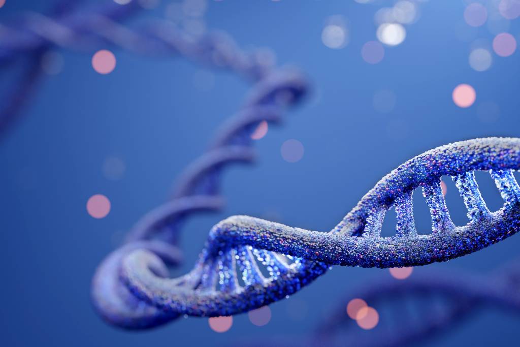 A DNA model seen in shallow focus.