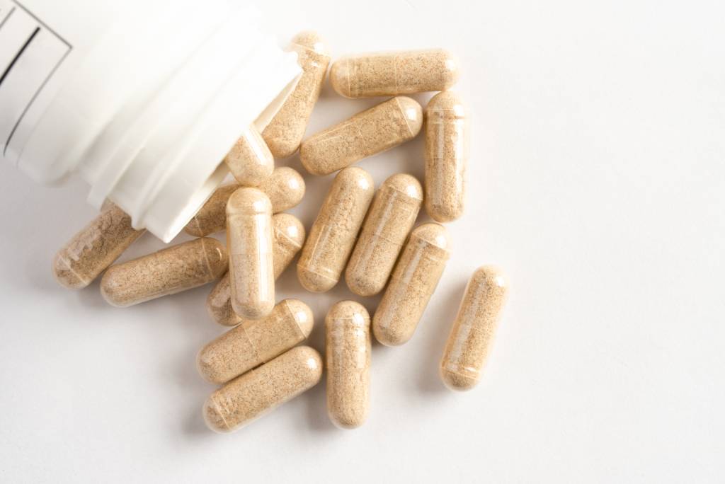 Saw Palmetto supplement capsules.